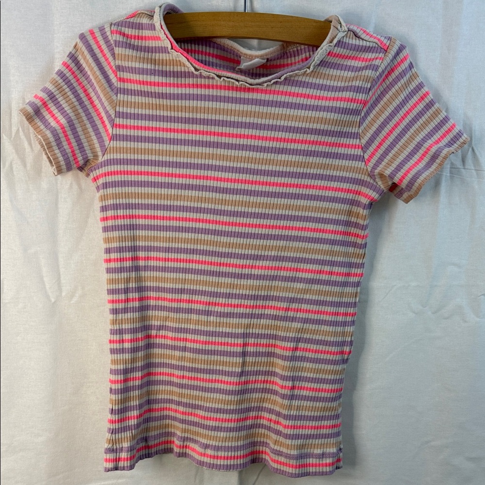 Colorful Striped Kids Tee - Pink and Purple